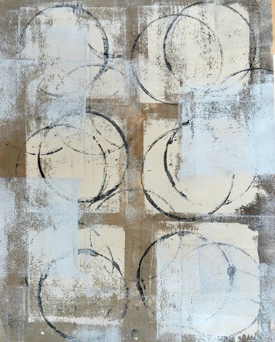 A Grey and Beige Abstract Art Painting